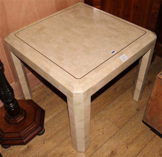 A faux cream shagreen coffee table W.68cm